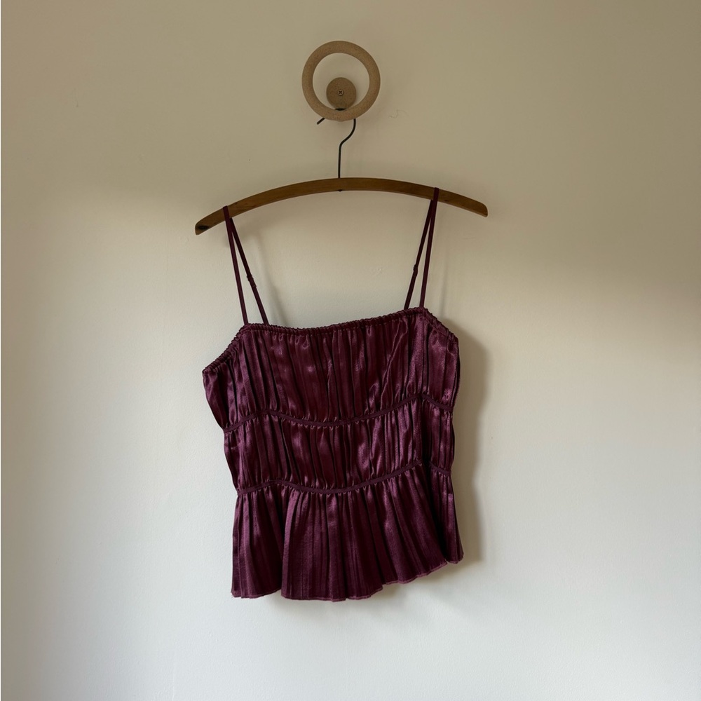 Free People Plum Satin Tank Size Large